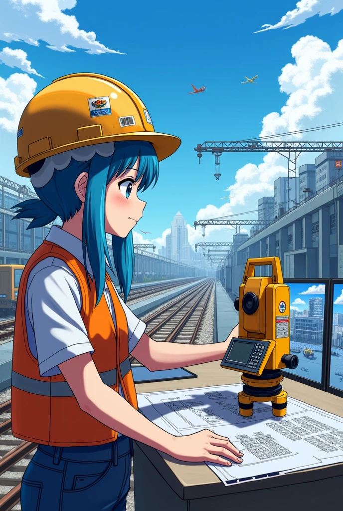 Total station and autocad drawings computer anime image railway work
