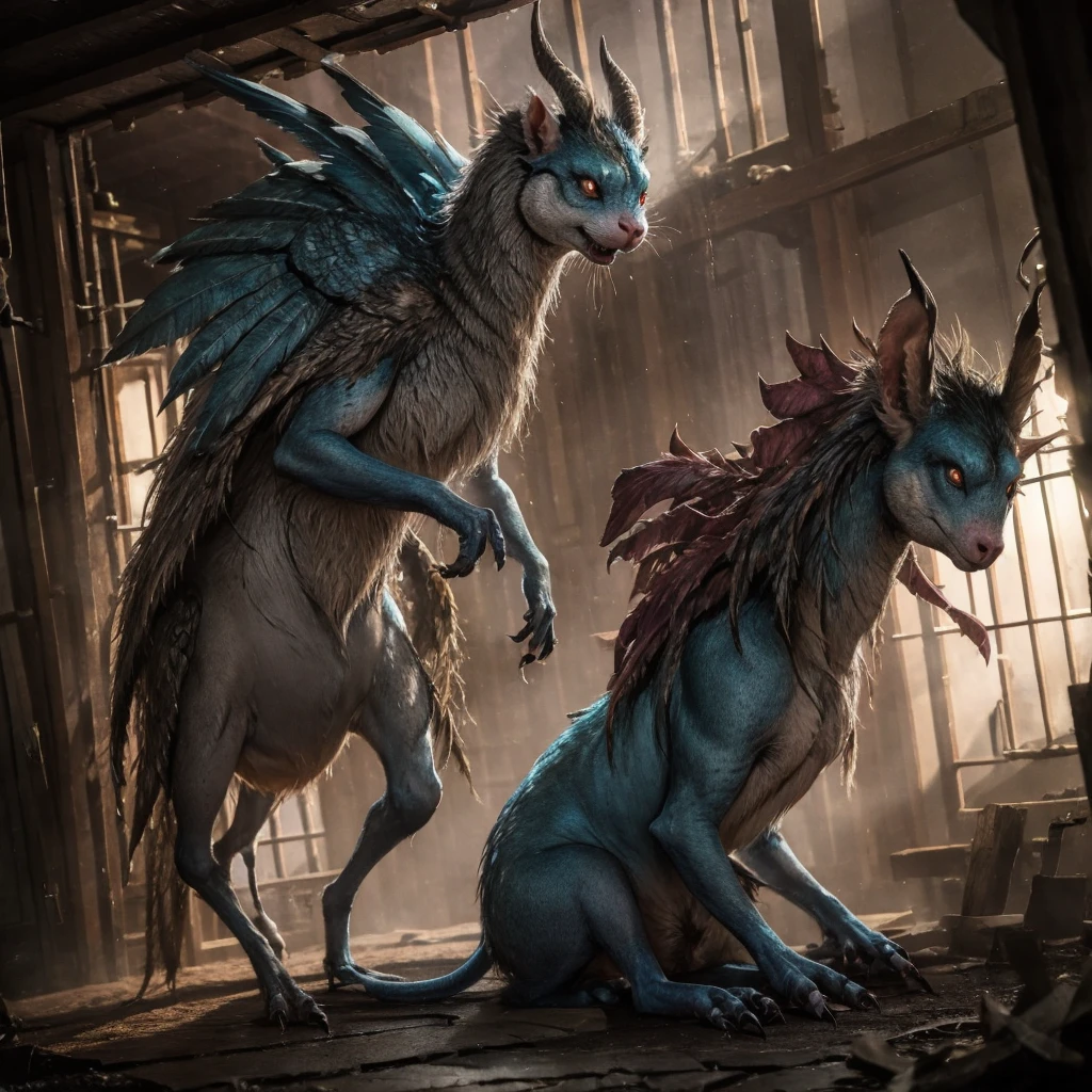 Creature undead, mythical creature, chimera of rat and goose