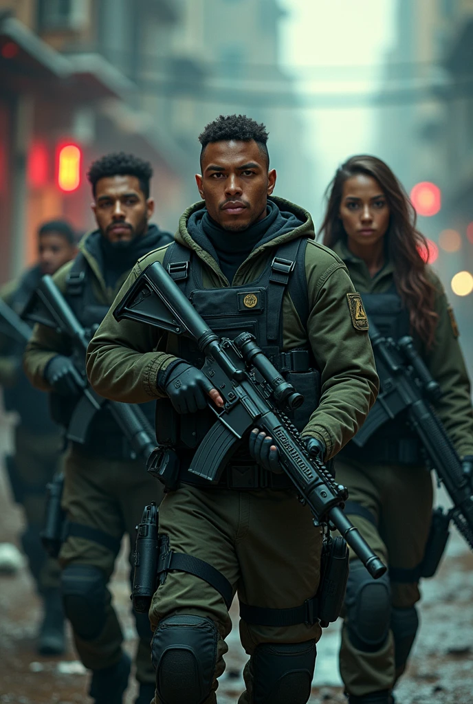 Squad holding a gun free fire