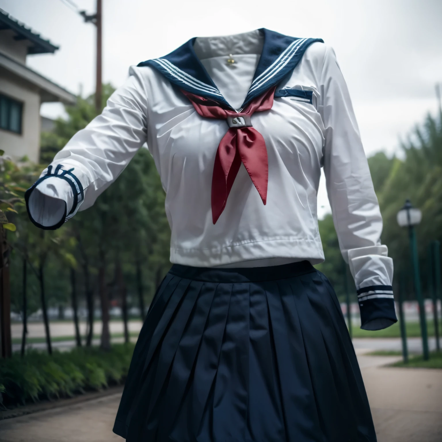 (invisible, no humans:1.5, headless:1.5, handless, legless), grey skirt, long sleeves, neck ribbon, red ribbon, ribbon, sailor collar, school uniform, skirt, white sailor collar, (cute big breast),
(8k, RAW photo, best quality, masterpiece:1.2), (realistic, photo-realistic:1.37),photon mapping, radiosity, ((Hasselblad photography)),physically-based rendering,