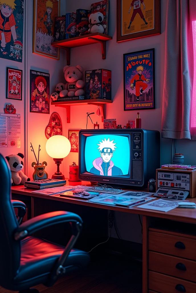 History of anime in india thumbnail for YouTube 90'theme based room having Naruto photos