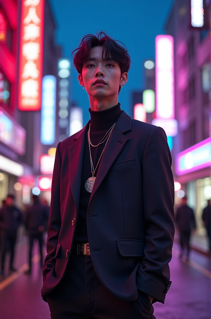 A man with the physical characteristics of the 7 members of BTS in one person