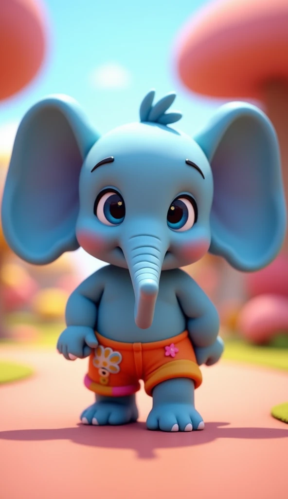 Perfect centering, Looking at the camera, a close up 2/3 of a cartoon blue elephant wearing a pants, 3 d animation demo reel, 3d animation, 3 d animation, 3 d animated movie, 3d animated, 3 d animated, tv commercial, clay animation, cgi animation, cute! c4d, cute 3 d render, pixar 3 d animation style, 4 k, 3 d cartoon