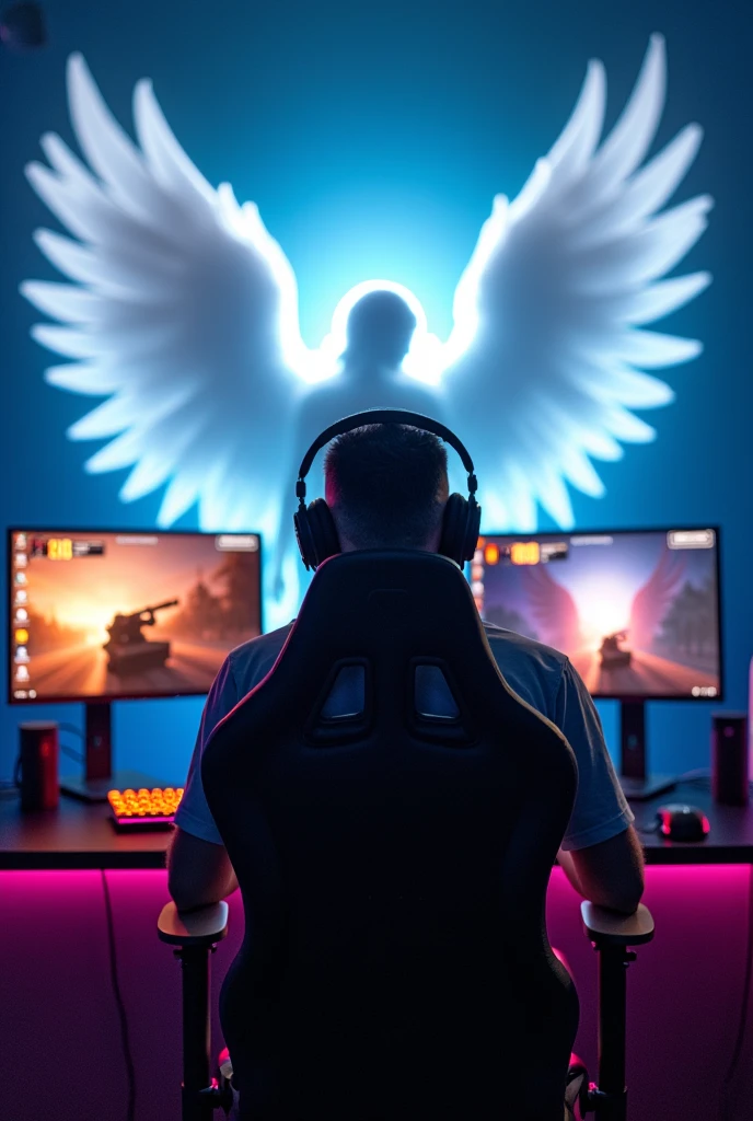 Free fire gaming setup
background angel photo with man