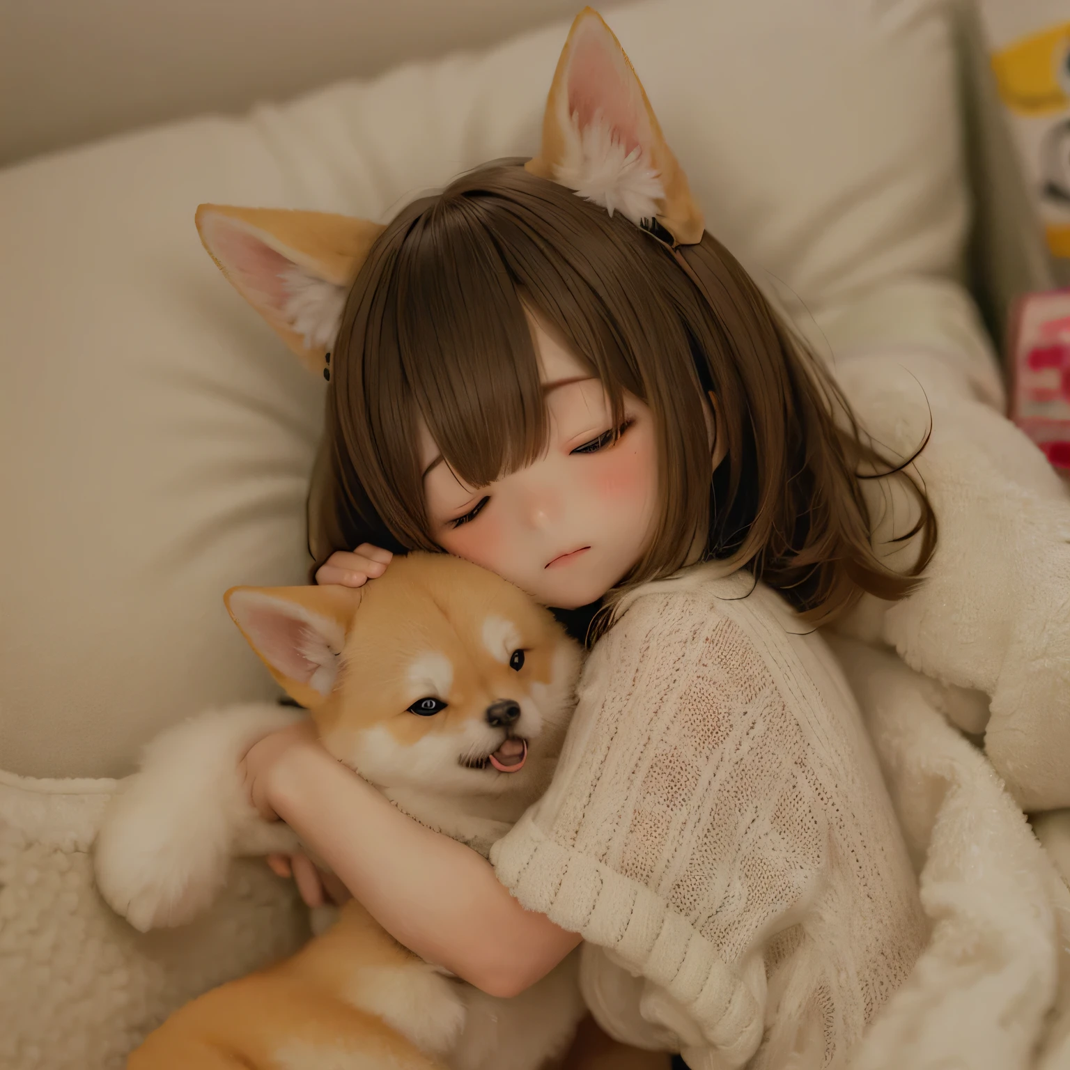 shiba inu girls、Sleeping in bed