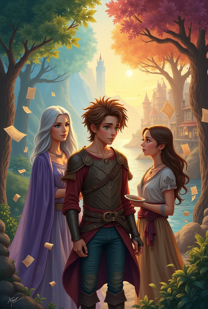 Create an image with the title: The three stories