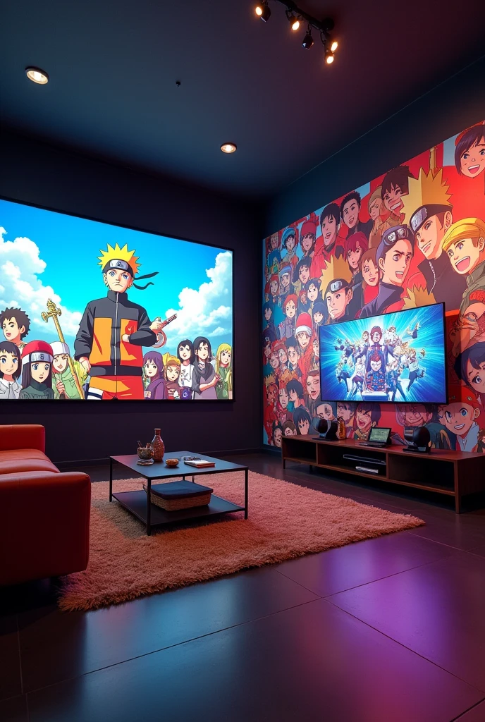 History of anime in india thumbnail for YouTube add Naruto reference and Pokemon on wall and tv in big room