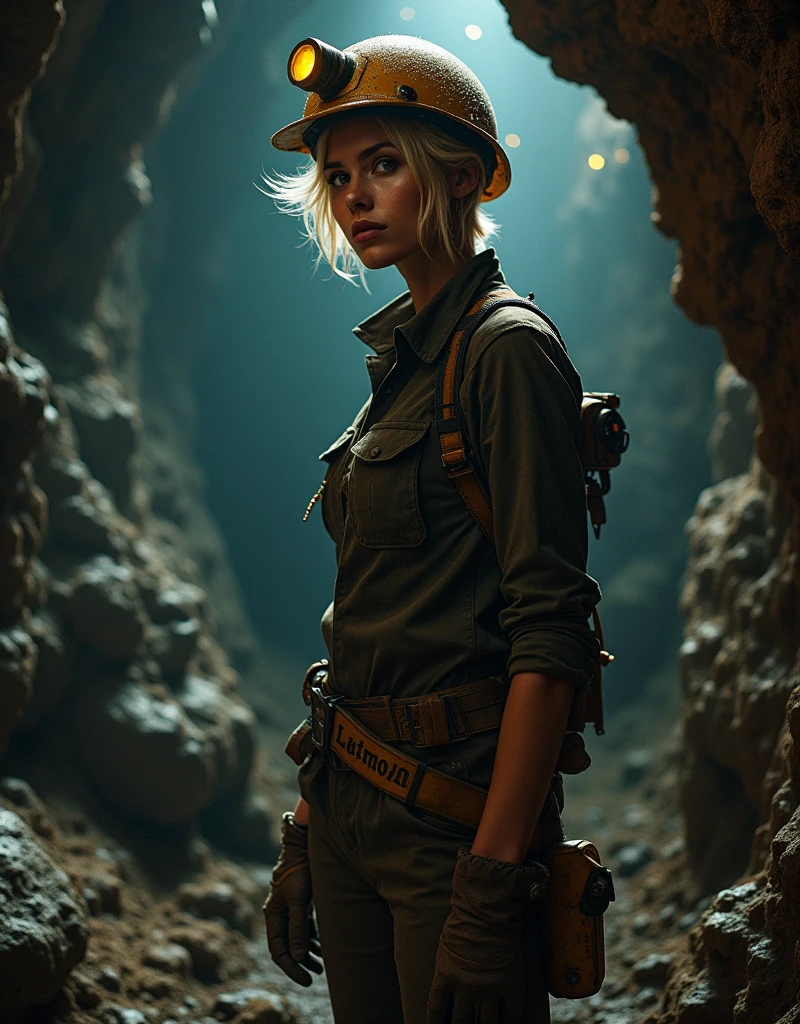 sexy miner, mine, female, Short hair