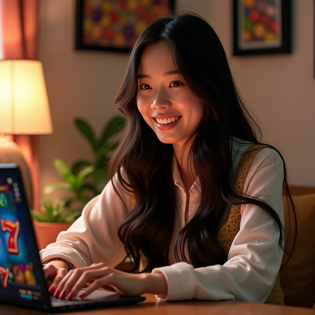 Asian Girl Cute Play Slot Gambling online