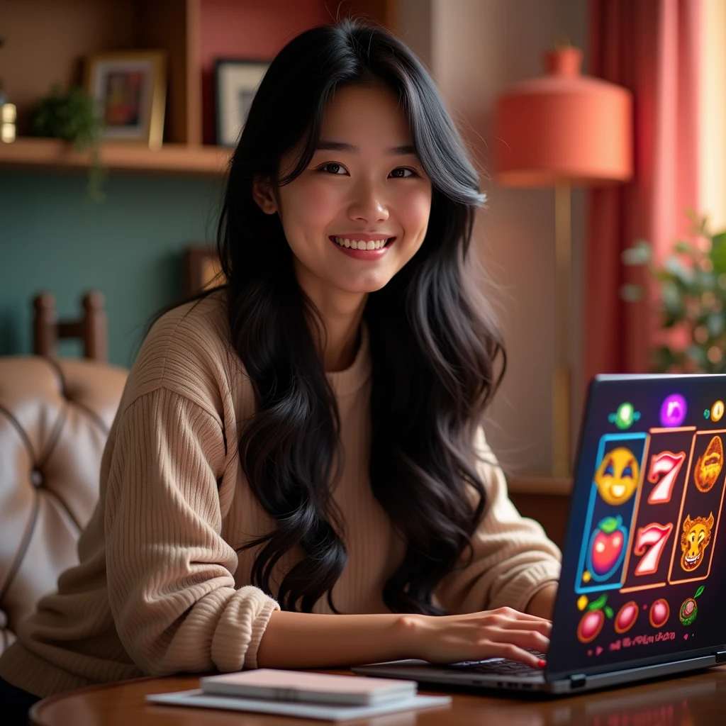 Asian Girl Cute Play Slot Gambling online