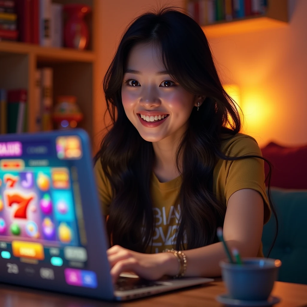 Asian Girl Cute Play Slot Gambling online