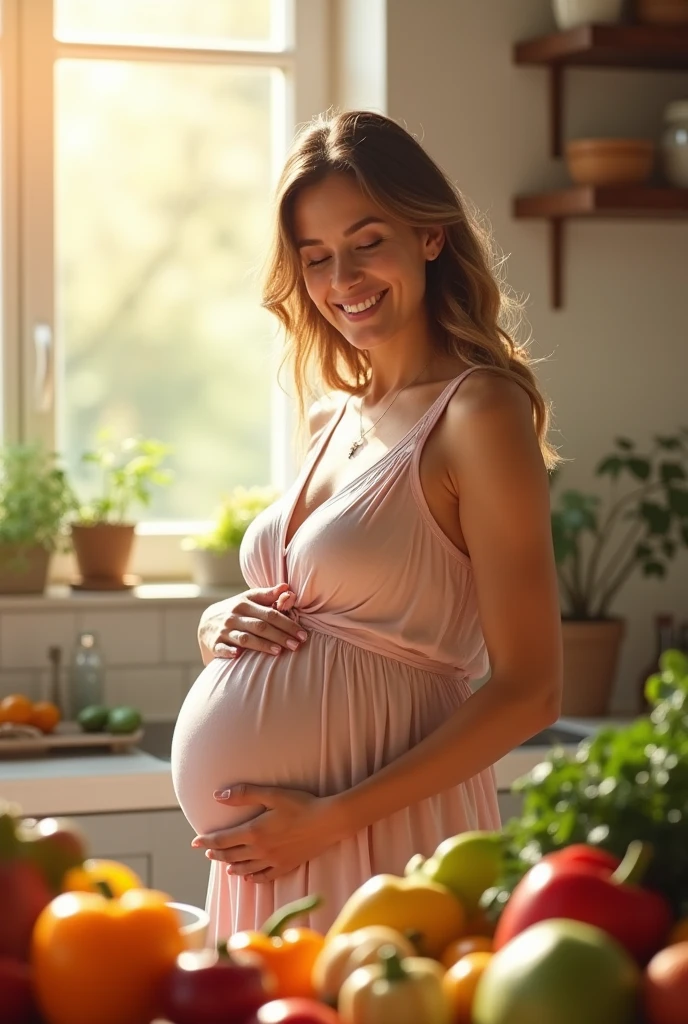 (Photorealism:1:1) create a post for an Instagram of an obstetrician-gynecologist on the following topic:
steps for a healthy diet during pregnancy
faça como um carrossel, where a pregnant woman appears in the first part and the title is: steps for a healthy diet during pregnancy