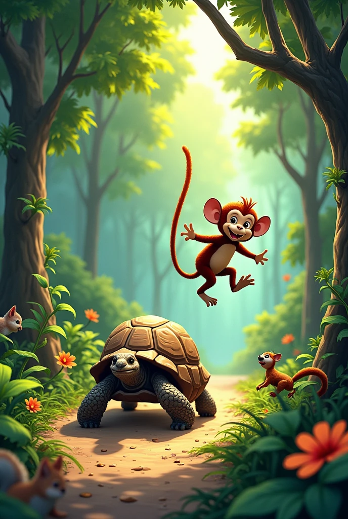 A monkey’s haste meets a tortoise’s wisdom in this fun race story.