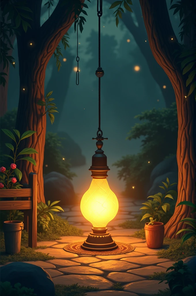 ((story animated)) But when he pulled the net all the way, inside it came out an old and big lamp
