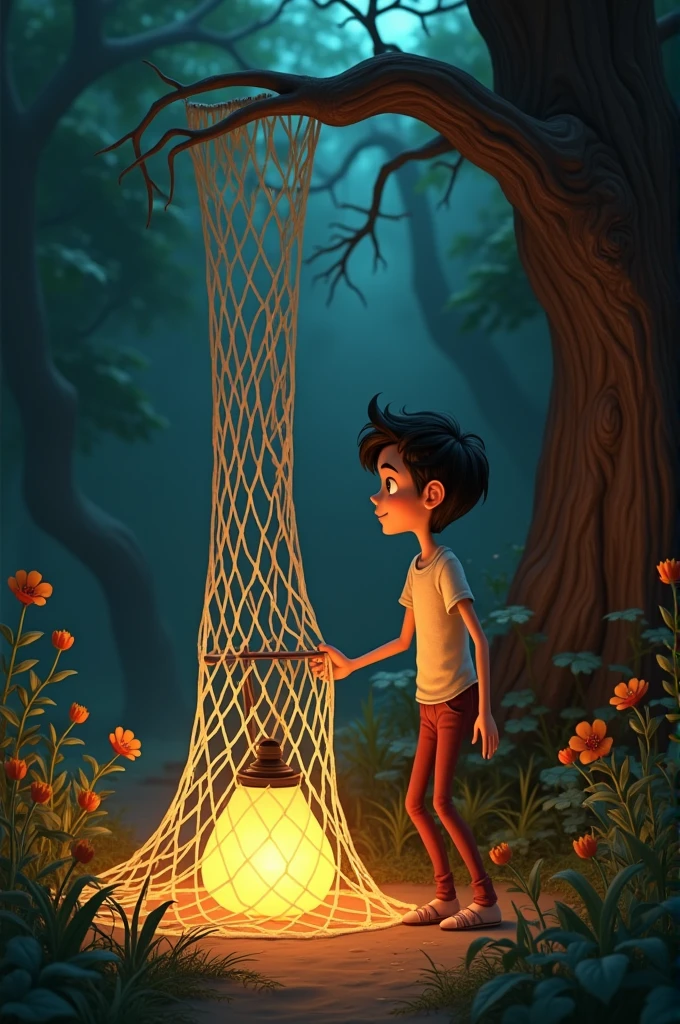 (story animated) But when he pulled the net all the way, inside it came out an old and big lamp