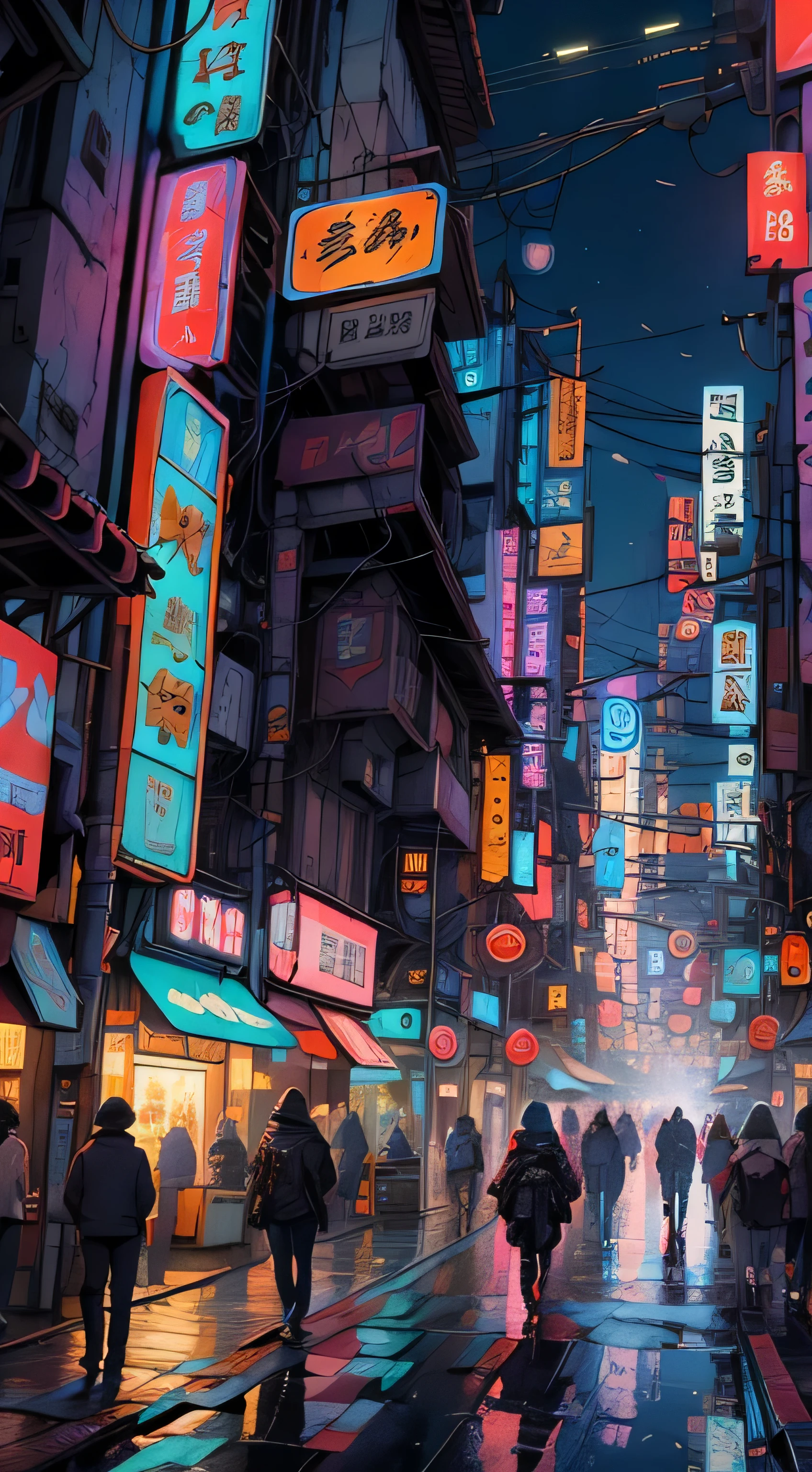 city of the future, tokyo,cyberpunk, neon signs, intricate, cyberpunk night, masterpiece,