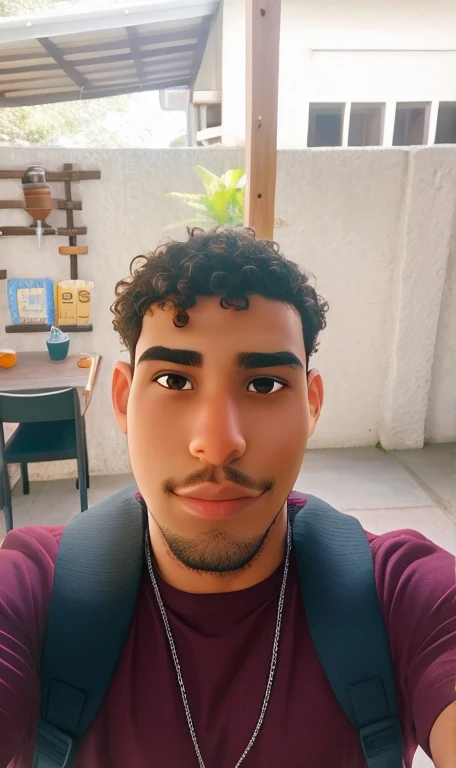 A 22 year old dark brown man, curly hair, cloused mouth, black eyes, disney pixar style, high qualiy, best qualityer