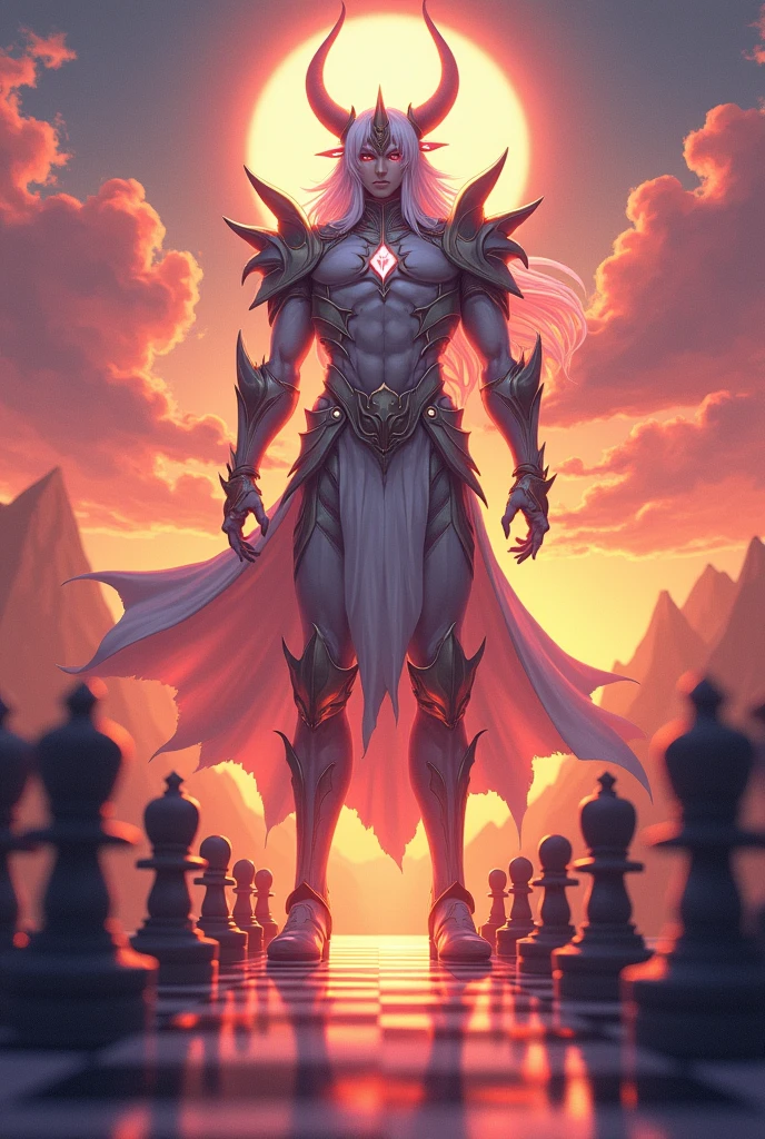 Anime Chess White Large Demon Lord Sunset