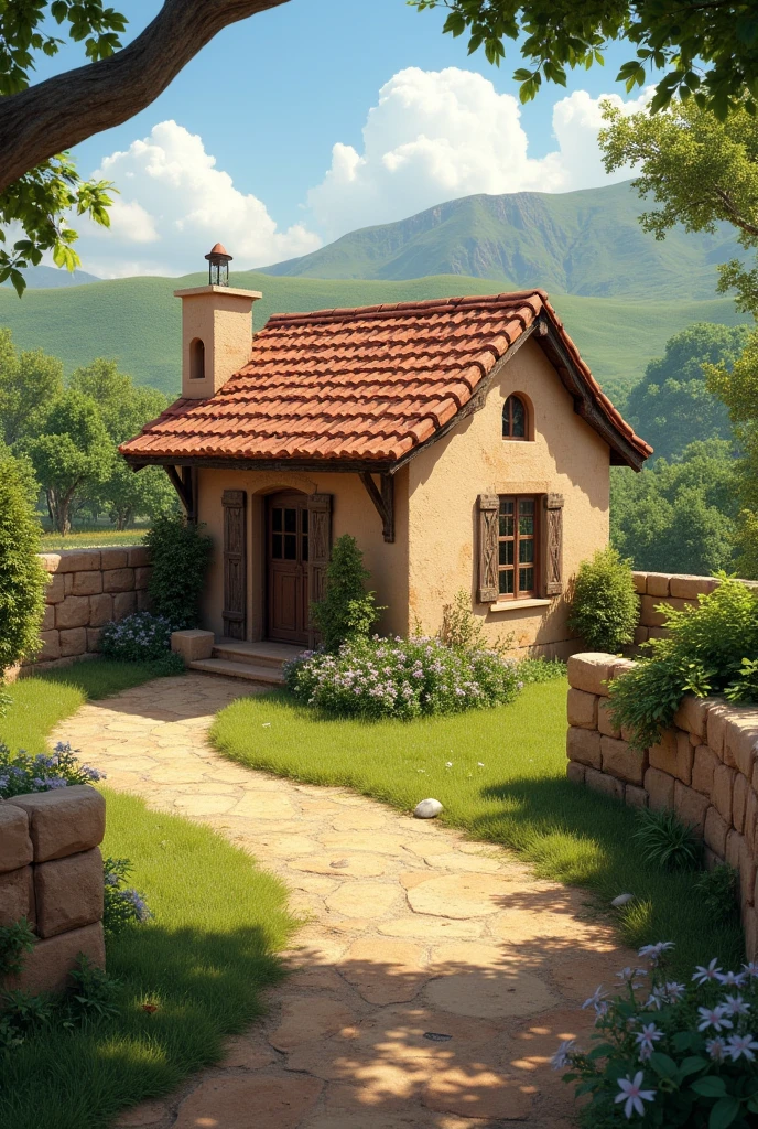 (photorealism:1.2) একটি ঘর, মাটি দিয়ে বানানো