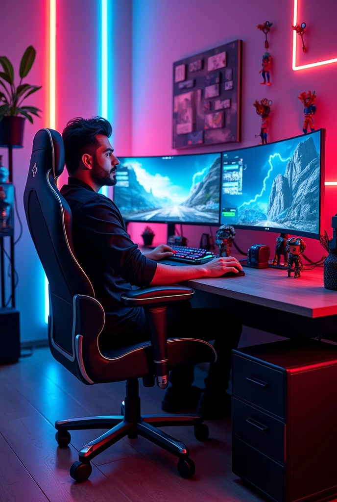 FARHAN" X name & Gaming setup background image or vip chair