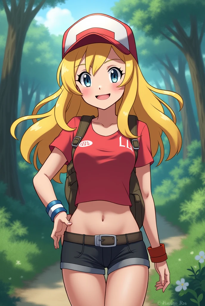 Serena from pokemon
Make her wear her original outfit
Change her hair color to blonde