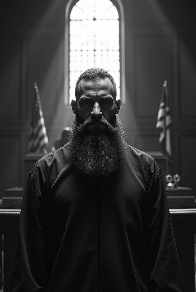Give me a trial where there is only the judge and a man with a black and white beard
