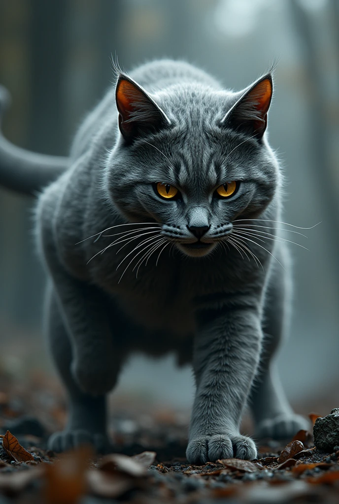 samurai gray cat attack position