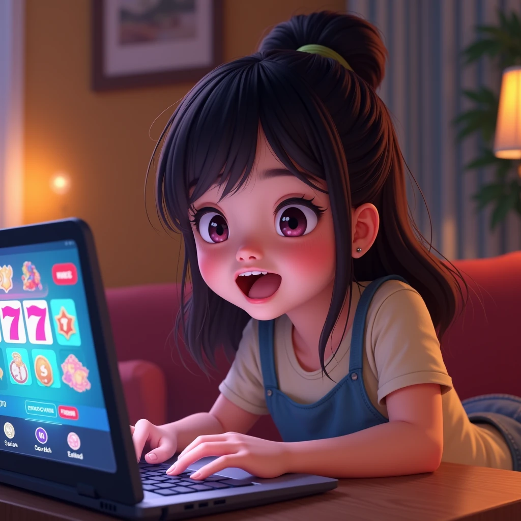 Asian Girl Cute Play Slot Gambling online