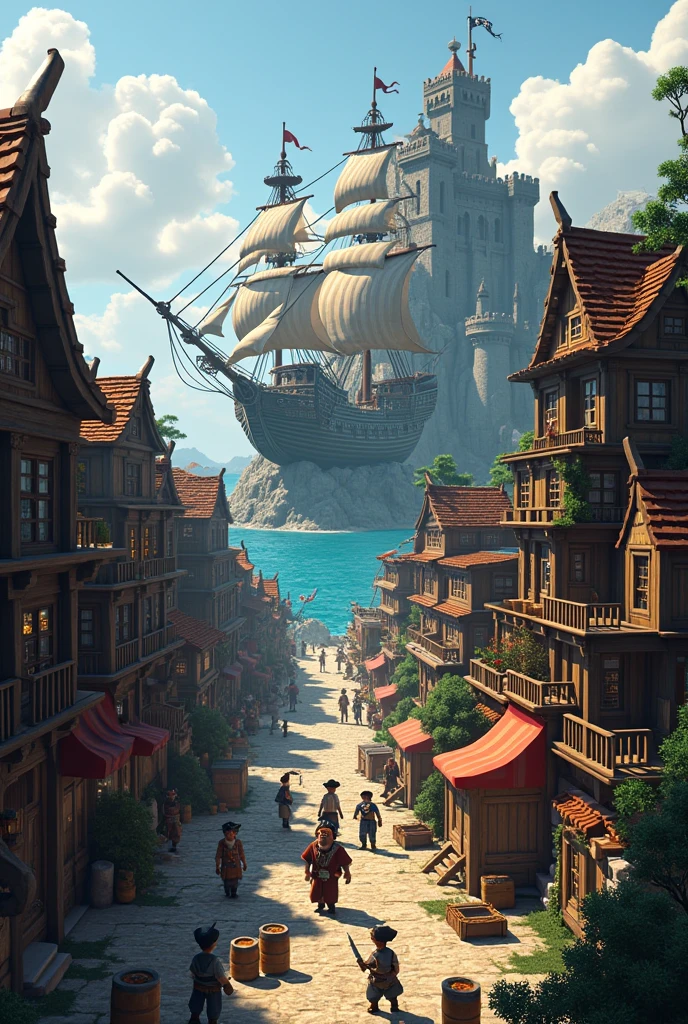 ((best quality)) Pirate City in Minecraft