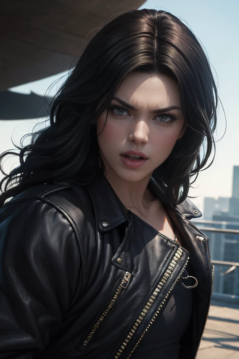 (Concept Art), masterpiece, Highest quality, Realistic, 8K RAW Photos, Tarot Card Style, Absurd iris texture, Accurate anatomy, Facing the audience, Black Hair, (Realistic:1.5) ,((Yelling))、Alluring face、Beautiful Face、Perfect Face, 19 years old、((Kadoma Daioh))、((Yelling))、Beautiful Boy、Mature face、Very large eyes、Wide-set eyes,A tough climb、((Close-up of face))、Three white eyes、Michael Jackson style、Sharp Eye、Very wide eyes、((マイクを握ってYelling))、Bangs hide the right eye、Black leather jacket、Leather jumpsuit、black eye、長いBlack Hair, Edge lighting,、The big stage in the background、Dark fantasy