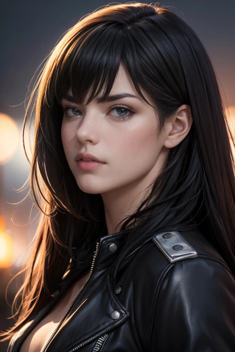 (Concept Art), masterpiece, Highest quality, Realistic, 8K RAW Photos, Tarot Card Style, Absurd iris texture, Accurate anatomy, Facing the audience, Black Hair, (Realistic:1.5) ,((Yelling))、Alluring face、Beautiful Face、Perfect Face, 19 years old、（(Kadoma Daioh))、((Yelling))、Beautiful Boy、Mature face、Very large eyes、Wide-set eyes，A tough climb、((Close-up of face))、Three white eyes、Michael Jackson style、Sharp Eye､Very wide eyes、((マイクを握ってYelling))、Bangs hide the right eye、Black leather jacket、Leather jumpsuit、black eye、長いBlack Hair, Edge lighting,、The big stage in the background、Dark fantasy