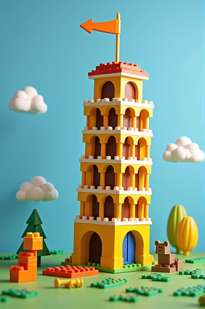 Games for children with legos in the shape of the tower of pisa 
