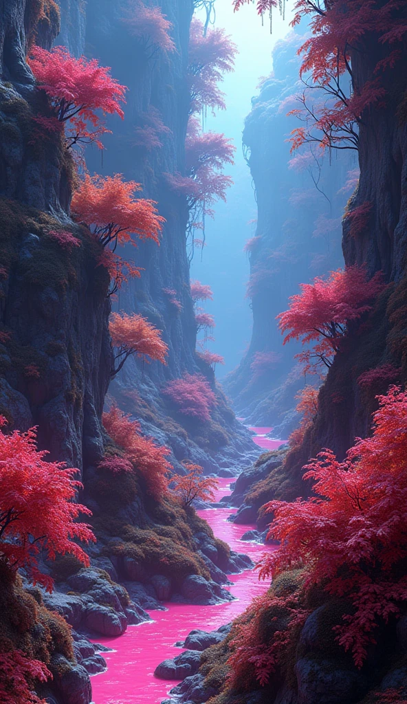 **advanced nature, neon vegetation, high-tech environments, radiant forests, detailed textures, immersive landscapes, futuristic aesthetic, vivid colors, sleek technology, 4K, RAW photo**