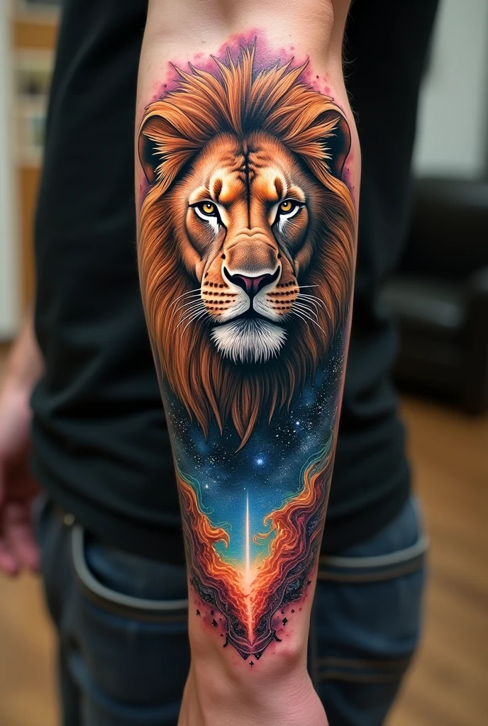 Unterarm Tattoo Nova Vita, lion, Strength