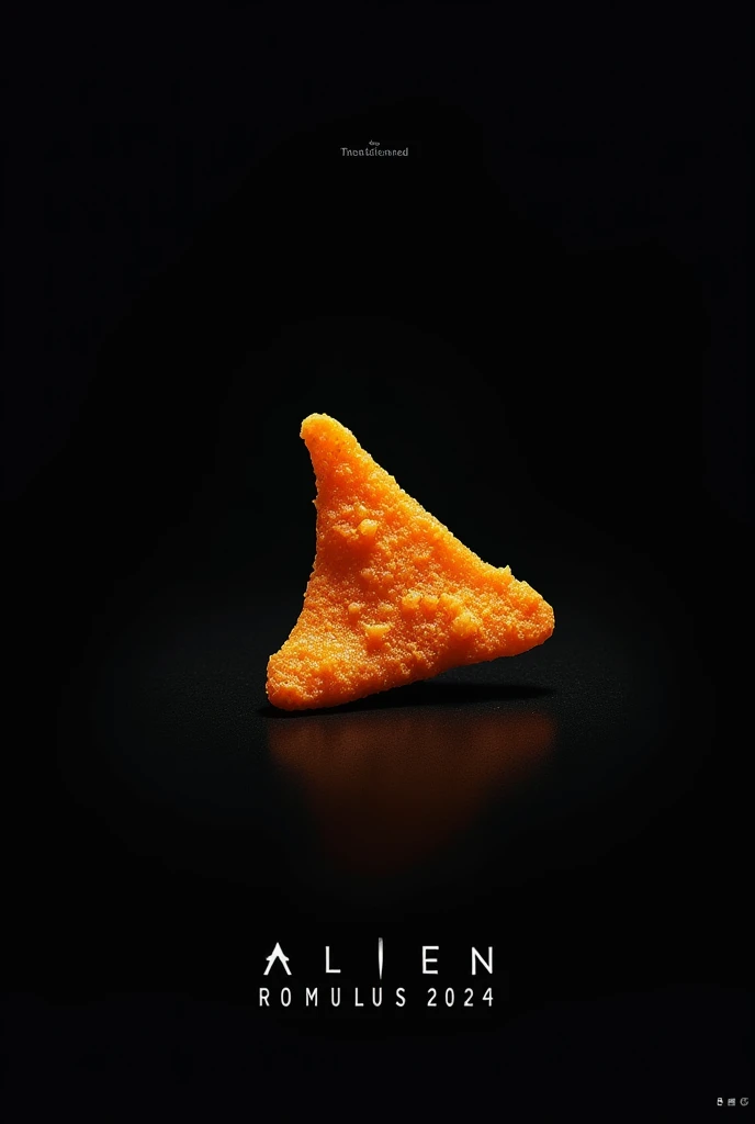 Poster about one piece of Doritos on top of the poster with the same style as the poster of alien: romulus 2024 film with black background
