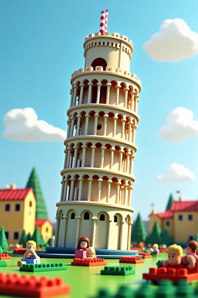 Games for  with legos in the shape of the tower of pisa 