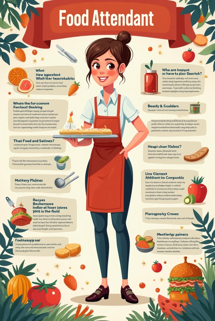 Create a graphic organizer about duties & responsibilities of a food attendant make it CREATIVE and UNIQUE