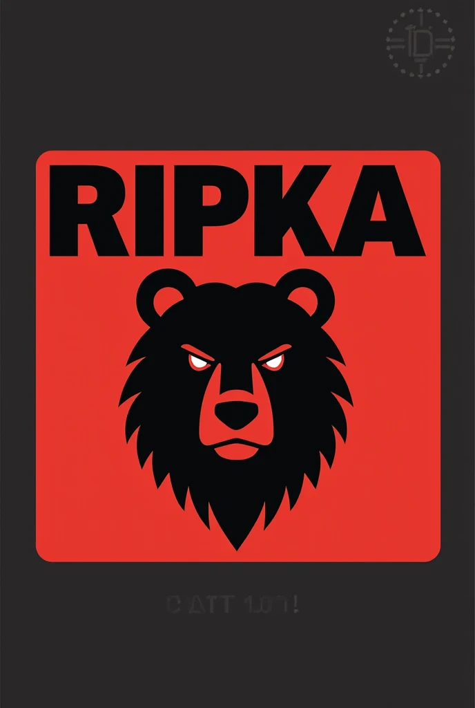 create a modern and detailed logo with black and red letters and a 2d bear symbol for clothing printing with the name ripka