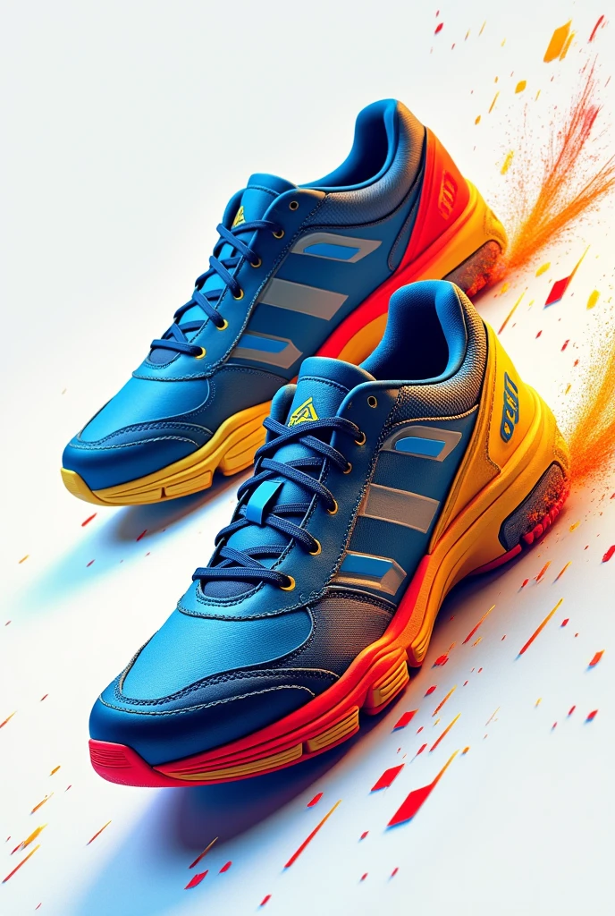 Cricket shoes model design blue red yellow
