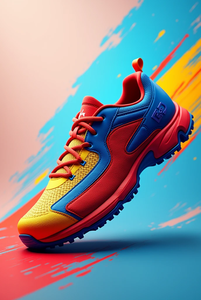 Cricket shoes model design red blue yellow

