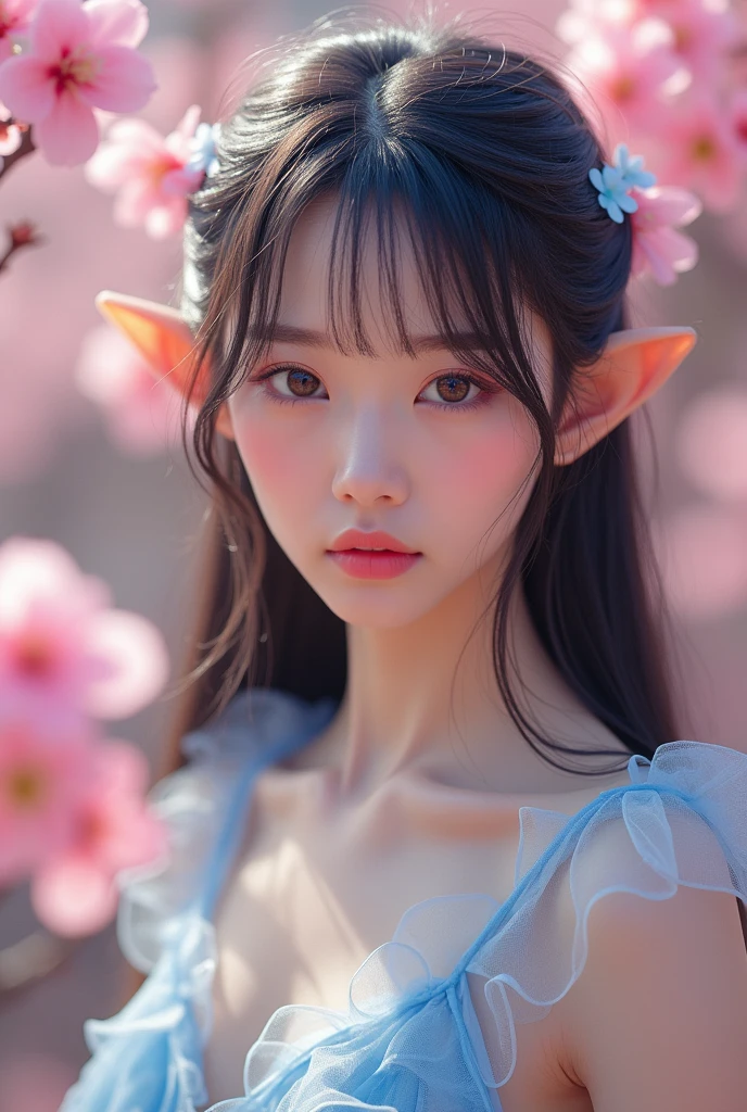 (masterpiece,Highest quality:1.4),(8k,RAW Photos,Photorealistic:1.4),Ultra-high resolution, ,(Glowing Skin:1.4),Detailed肌,Detailed顔,Detailed目,(Beautiful and shining eyes:1.2),Symmetrical eyes,Detailed耳,One person,Natural Makeup,(((Japanese Idols))),(Japanese Face),Detailed背景,Vivid background,、Peach Blossom Garden、Fairy、Beautiful and shiny hair,,((Average teenage breasts)),,(Detailed Female Hermit、A light blue, sheer, fantastical costume、chinese movie),,((Sharp Face)),Natural light,,(Very detailed ,Trend design for 2024,online shopping,LUMINE® Market,),,Upper Body,,(Detailed,Location was great.),,、、Random Posing
