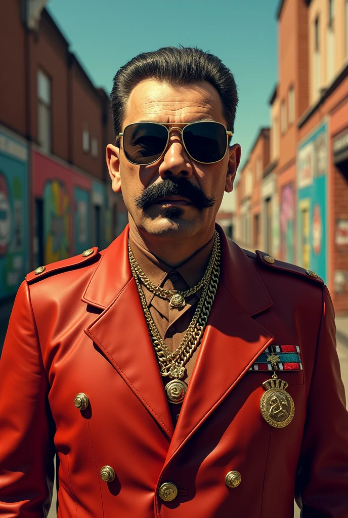 Joseph Stalin dressed as a rapper for a rapper album