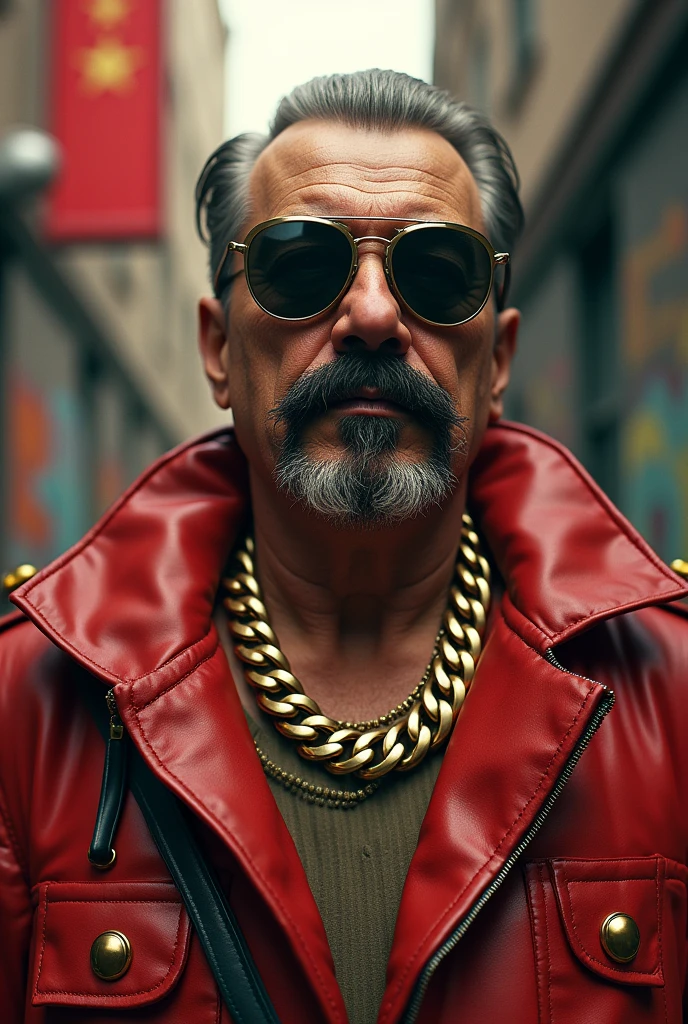Joseph Stalin dressed as a rapper for a rapper album