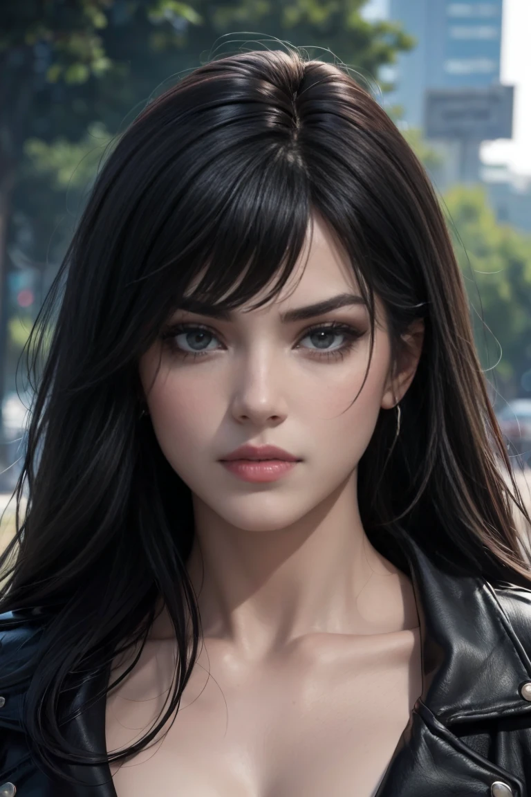 (Concept Art), masterpiece, Highest quality, Realistic, 8K RAW Photos, Tarot Card Style, Absurd iris texture, Accurate anatomy, Facing the audience, Black Hair, (Realistic:1.5) ,((Yelling))、Disheveled Hair、Alluring face、Beautiful Face、Perfect Face, 19 years old、((Kadoma Daioh))、((Yelling))、Screaming、Beautiful Boy、Mature face、Very large eyes、Wide-set eyes,A tough climb、((Close-up of face))、Three white eyes、Michael Jackson style、Sharp Eye、Very wide eyes、((マイクを握ってYelling))、Bangs hide the right eye、Black leather jacket、Leather jumpsuit、black eye、長いBlack Hair, Edge lighting,、The big stage in the background、Dark fantasy