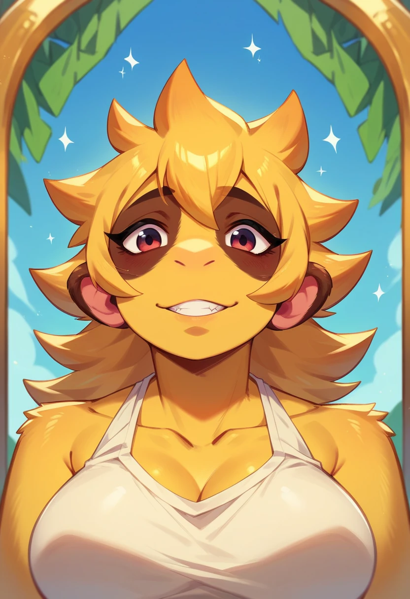 Animal monkey, golden monkey, golden fur monkey, golden skin monkey, whole body
