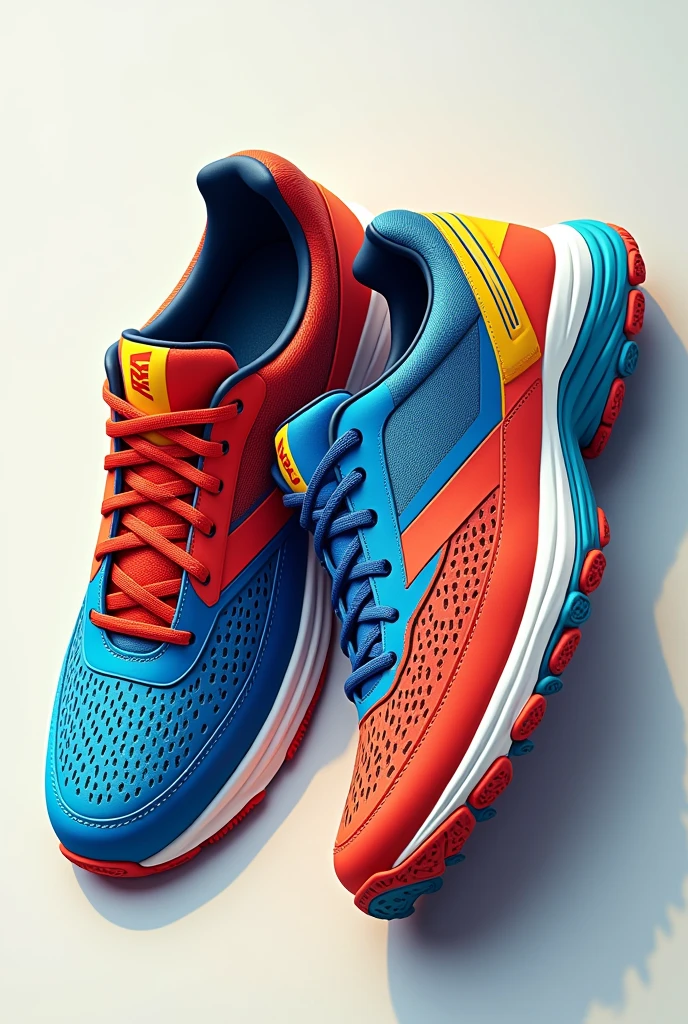 Cricket shoes design model red blue yellow