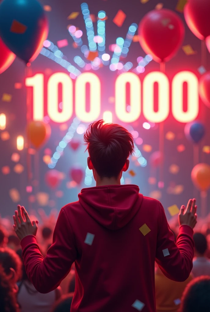 ont post: *CANAL DO NN* *900 SUBSCRIBERS!* *We did it!* [Confetti and balloons fall from the ceiling] *THANK YOU FOR BEING PART OF THIS GAMING COMMUNITY!* [Fireworks explode in the background] *I AM GRATEFUL FOR YOUR SUPPORT AND ENCOURAGEMENT!* [Camera zooms out to show subscriber count: 100.000