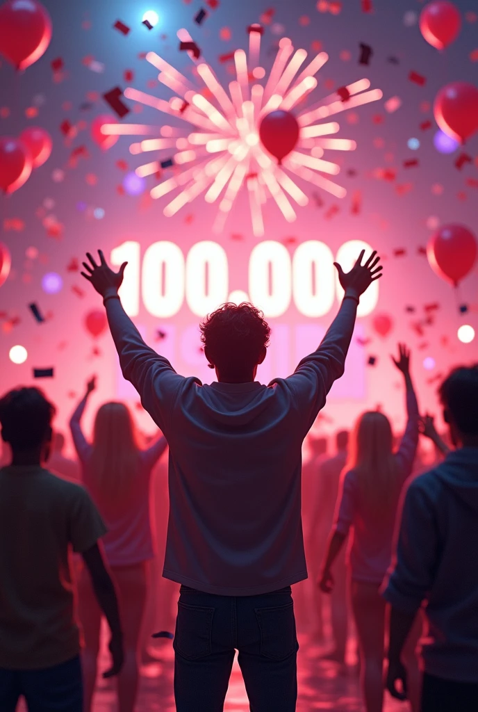 ont post: *CANAL DO NN* *900 SUBSCRIBERS!* *We did it!* [Confetti and balloons fall from the ceiling] *THANK YOU FOR BEING PART OF THIS GAMING COMMUNITY!* [Fireworks explode in the background] *I AM GRATEFUL FOR YOUR SUPPORT AND ENCOURAGEMENT!* [Camera zooms out to show subscriber count: 100.000