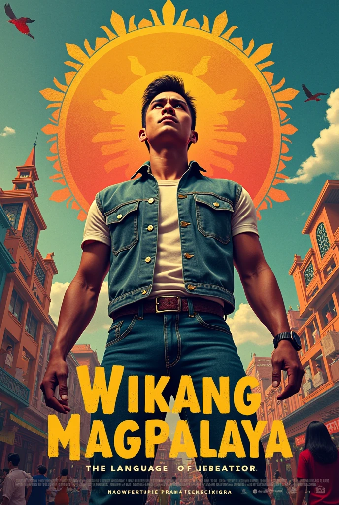 Generate an image of make a poster about
Filipino: Wikang Magpalaya.