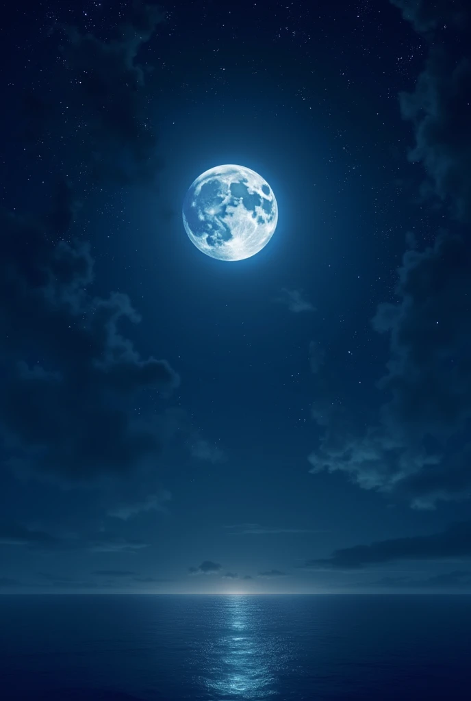 A deep night sky filled with shining stars and a glowing moon. The stars and moon gently illuminate the dark sky, bringing a sense of hope and light. The sky transitions from deep blue to black, with twinkling stars and a bright, prominent moon. There is no sense of true darkness, as the light from the stars and moon brightens the night. Capture this scene with an emphasis on the contrast between the light and dark.